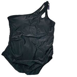 Beilon 1 Piece Shoulder Black Swimsuit Sz XL Tummy Control Full Coverage NWT